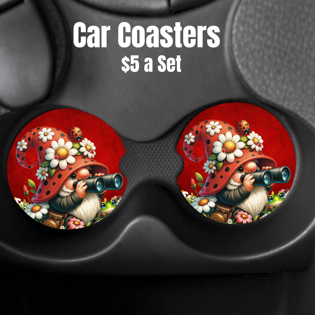 Enchanted Gnome Absorbent Car Coasters