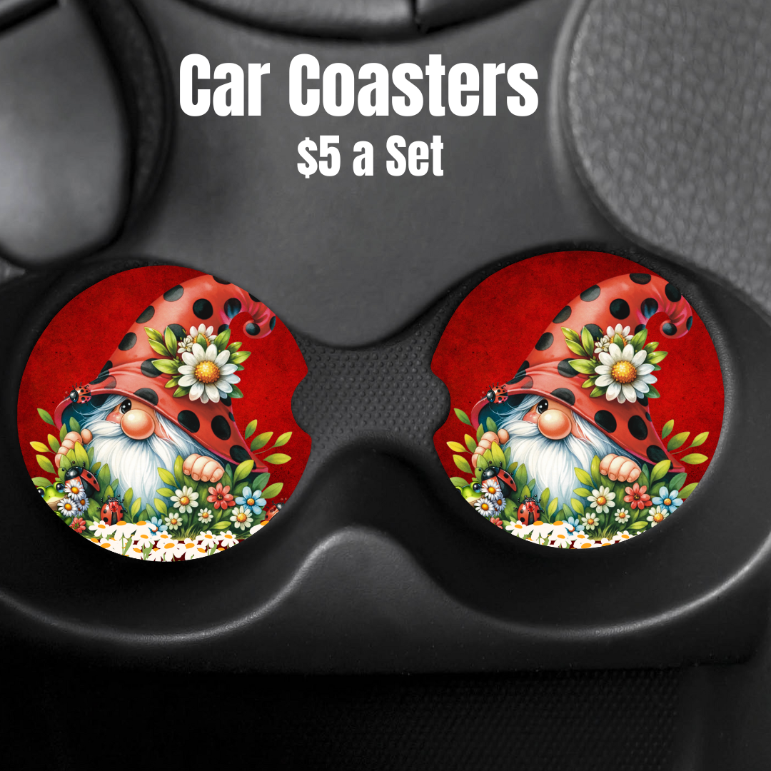 Enchanted Gnome Absorbent Car Coasters