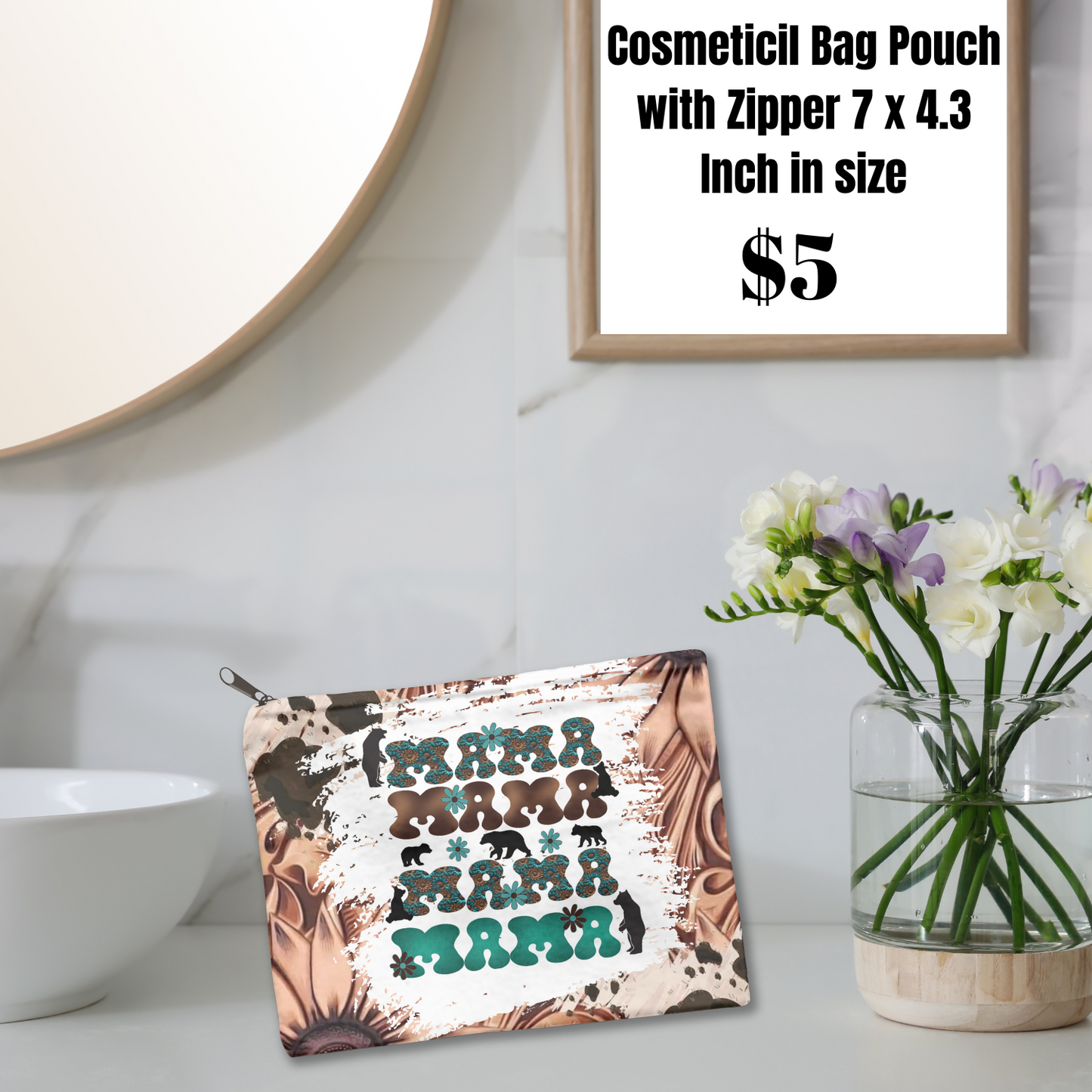 Mama Bear's Leopard Print Cosmetic Bags