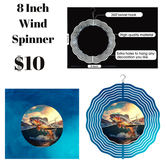 Jumping Trout 8 inch 3D Wind spinner