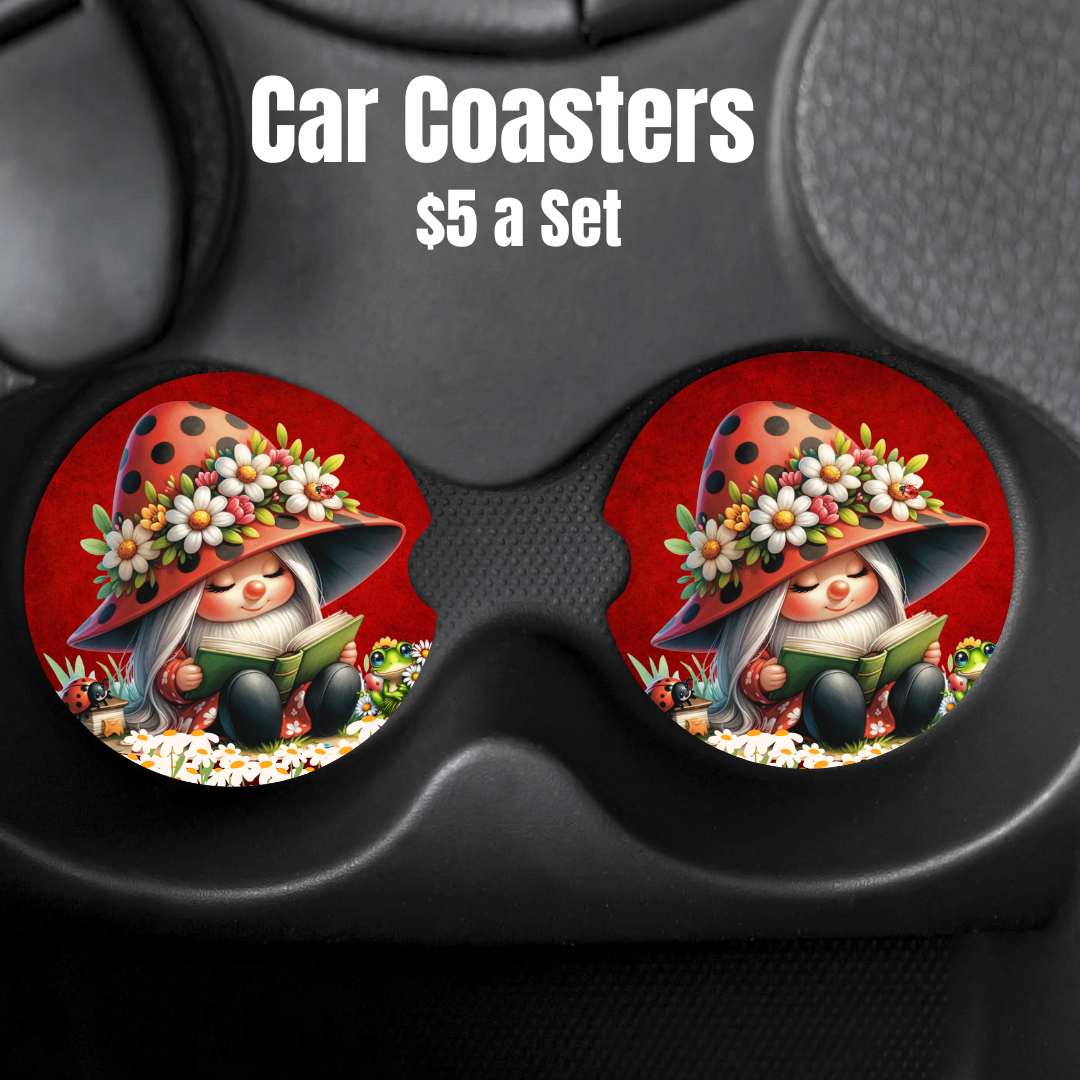 Enchanted Gnome Absorbent Car Coasters