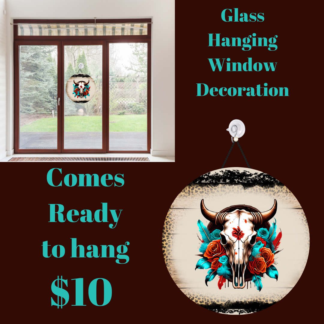 Azure Bloom Circular Glass Window Charm