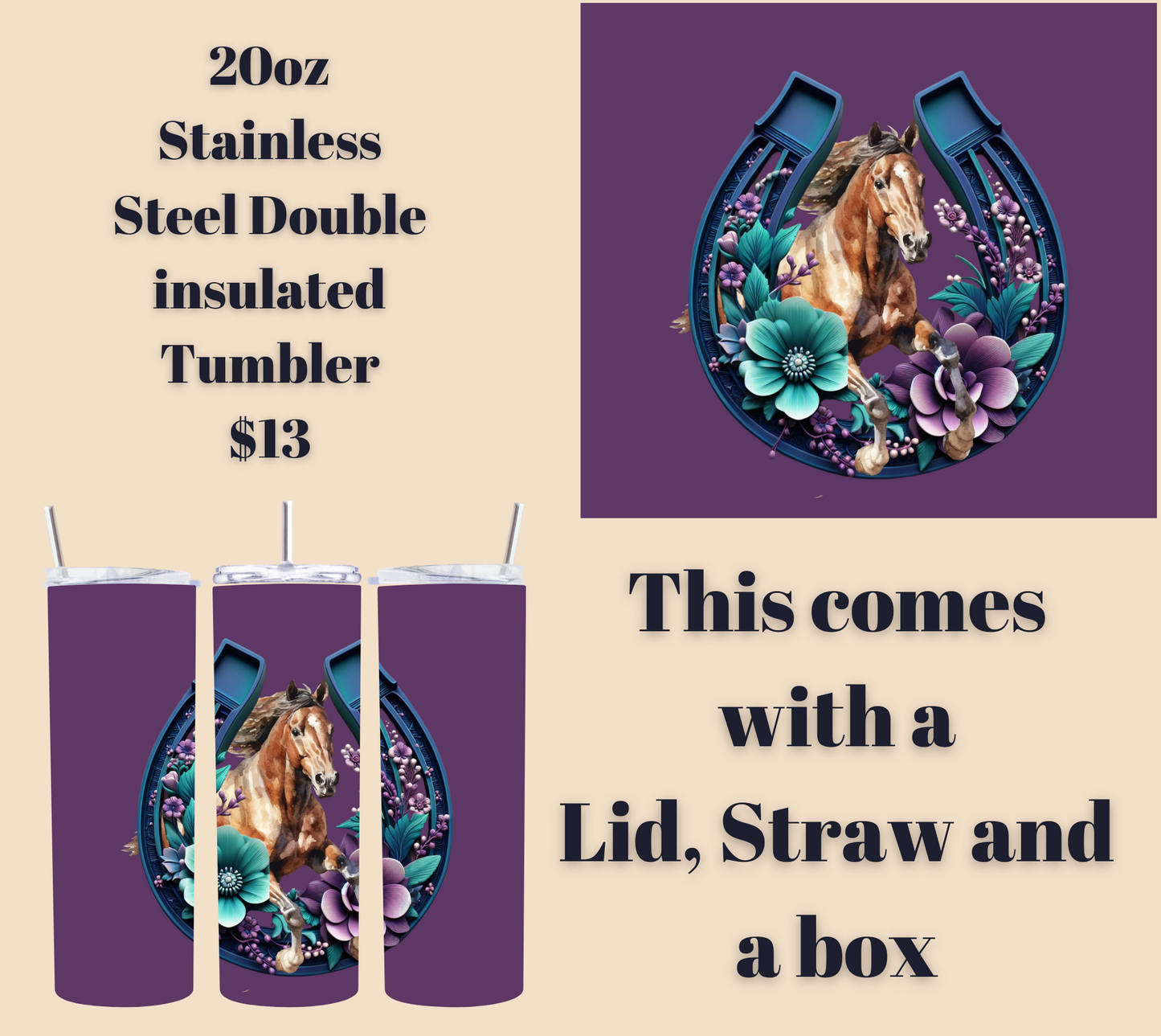 Equestrian Elegance Blossom Tumbler