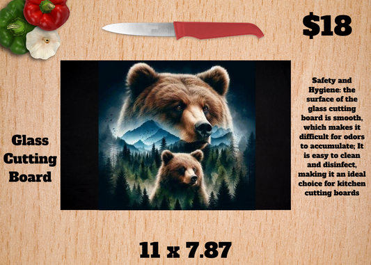Majestic Bear Tempered Glass Cutting Board - 11" x 7.87"