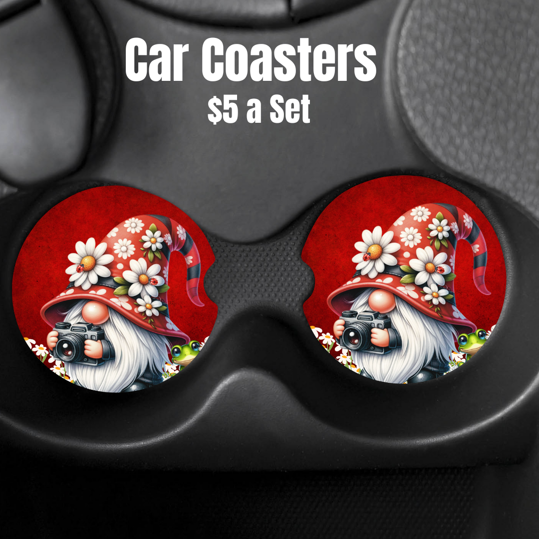 Enchanted Gnome Absorbent Car Coasters