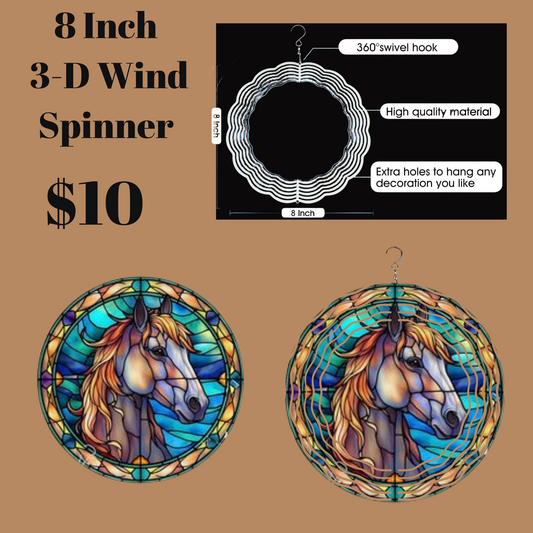Equestrian Grace Stained Glass 3D Wind Spinner