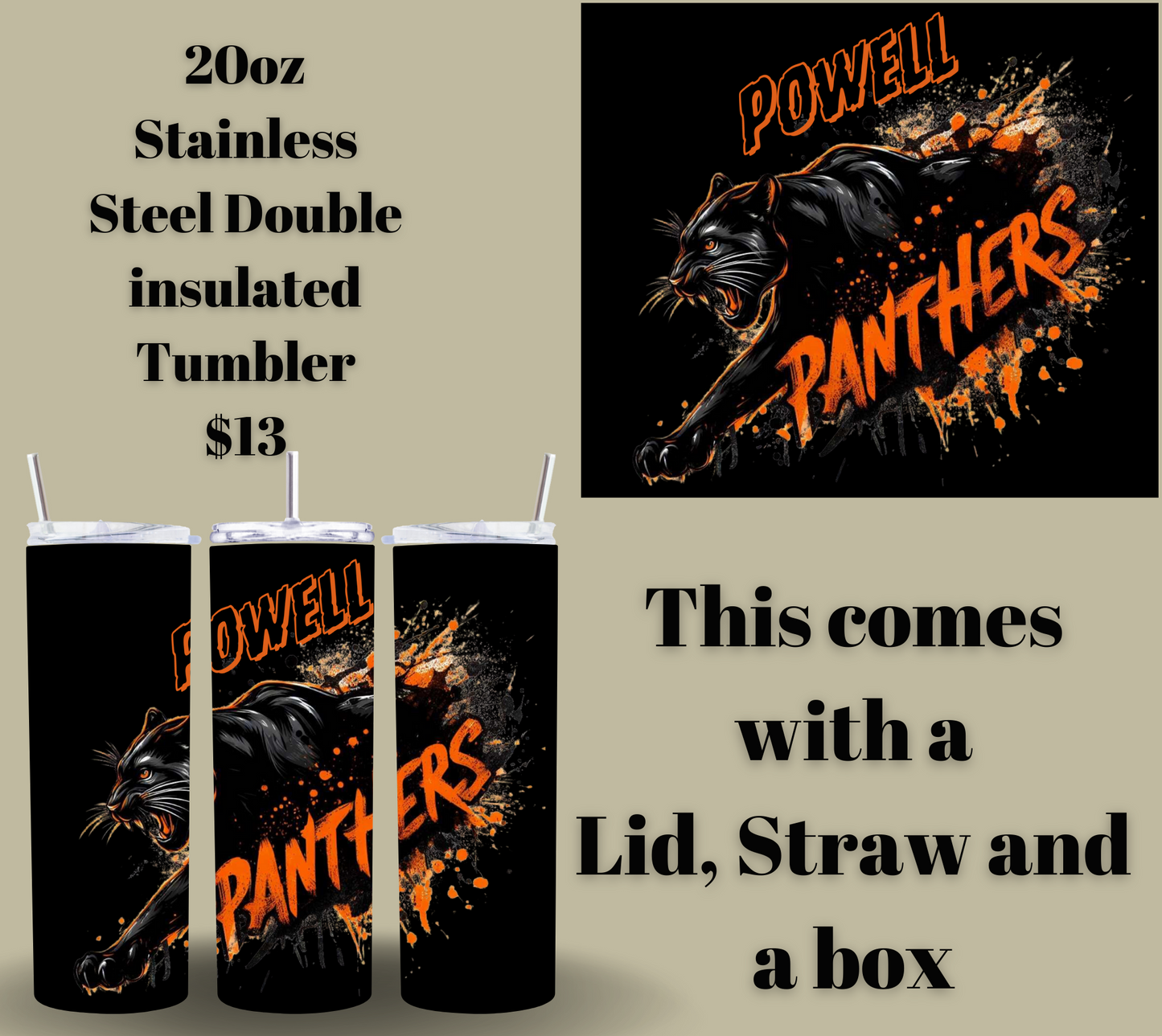 Exclusive Powell Panther 20 oz Tumblers: Unleash Your Panther Spirit!