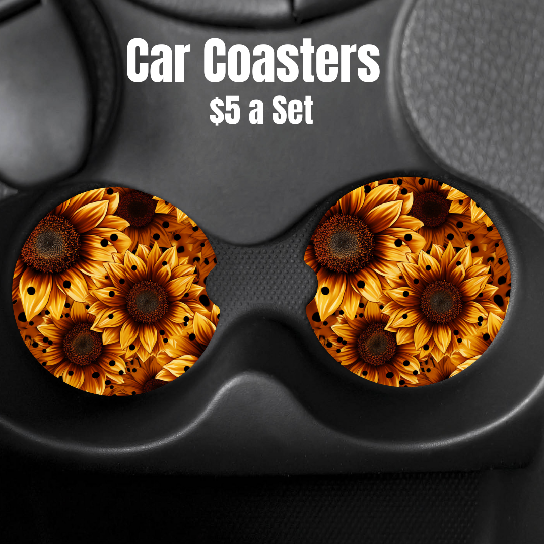 Sunflower Splash Car Coasters