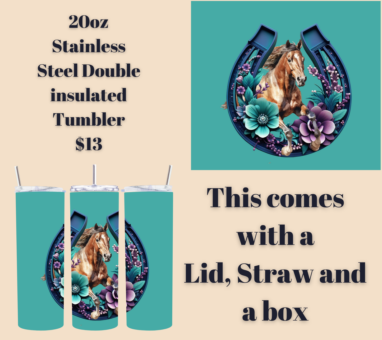 Equestrian Elegance Blossom Tumbler