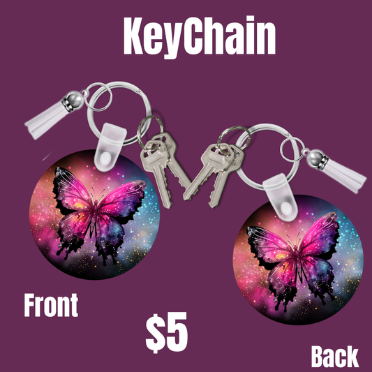 Bright Butterfly Round Keychain