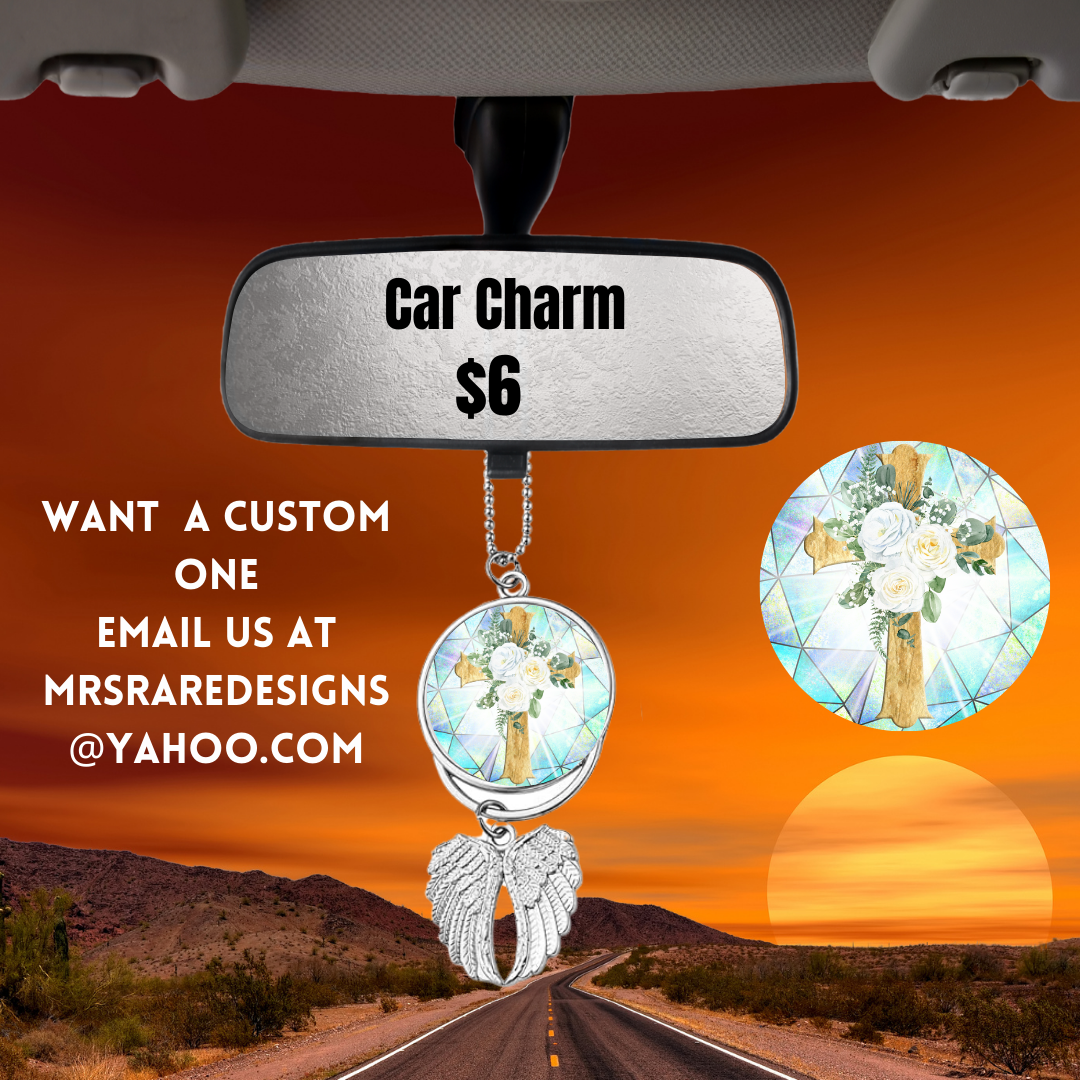 Stained Glass Cross Car Charms