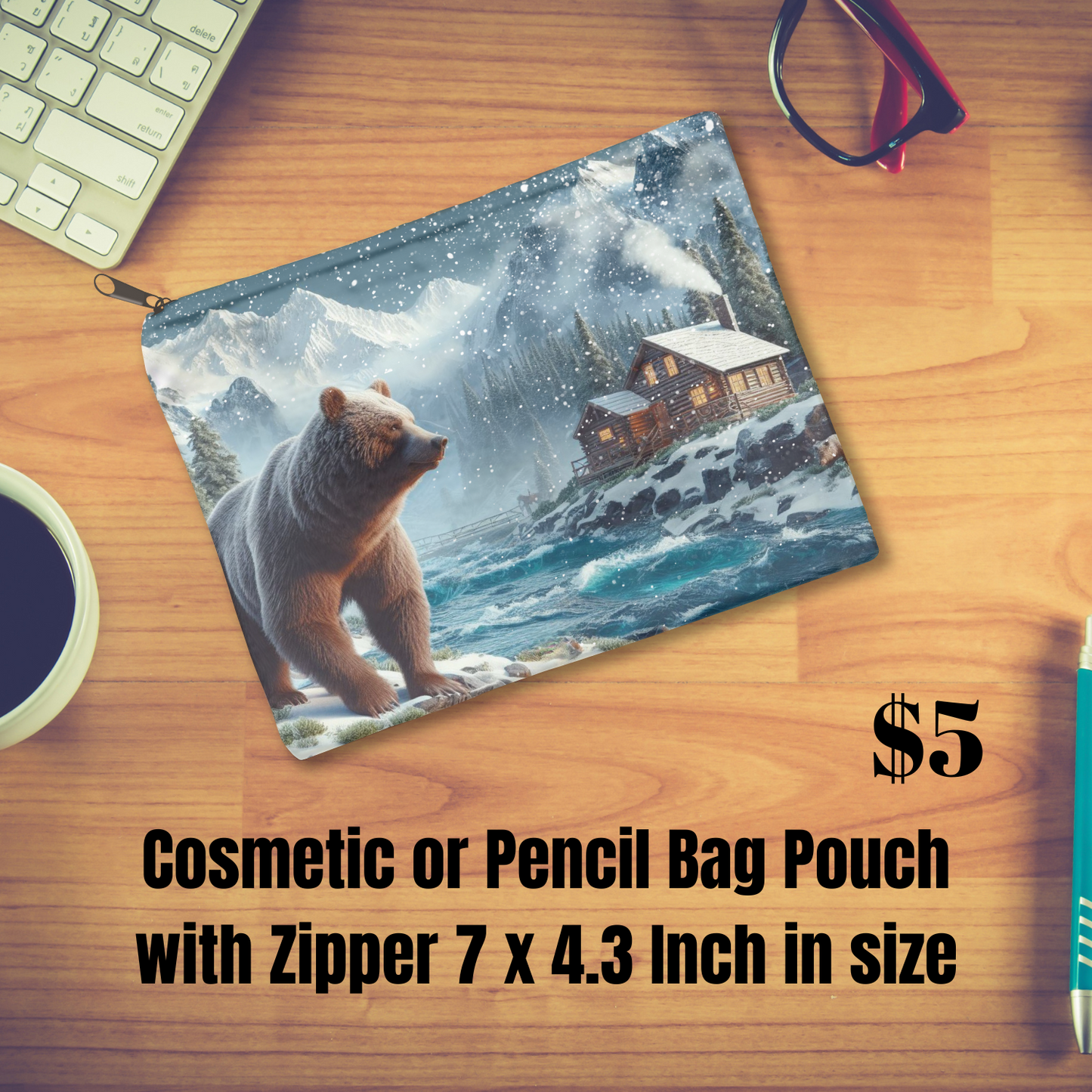 Winter Wilderness Retreat Zipper Bag pouch