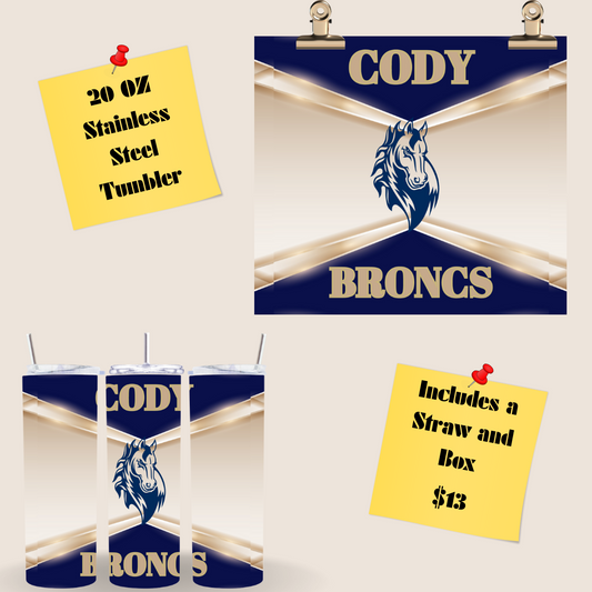 Cody Broncs 20oz Skinny Tumbler