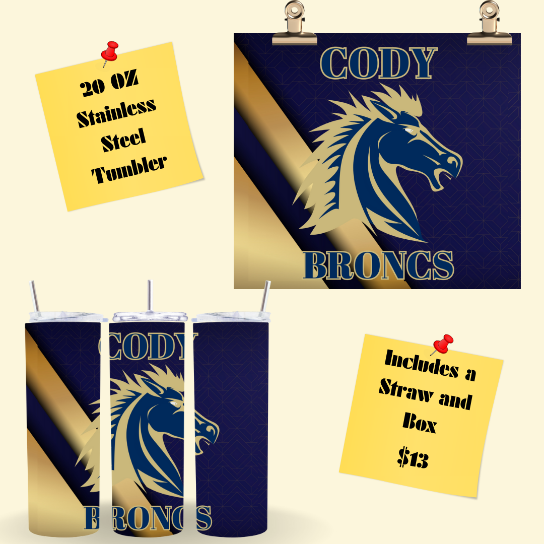 Cody Broncs 20oz Skinny Tumbler