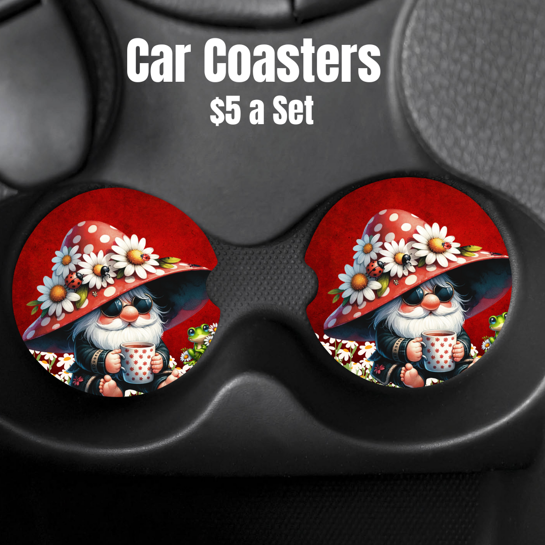 Enchanted Gnome Absorbent Car Coasters
