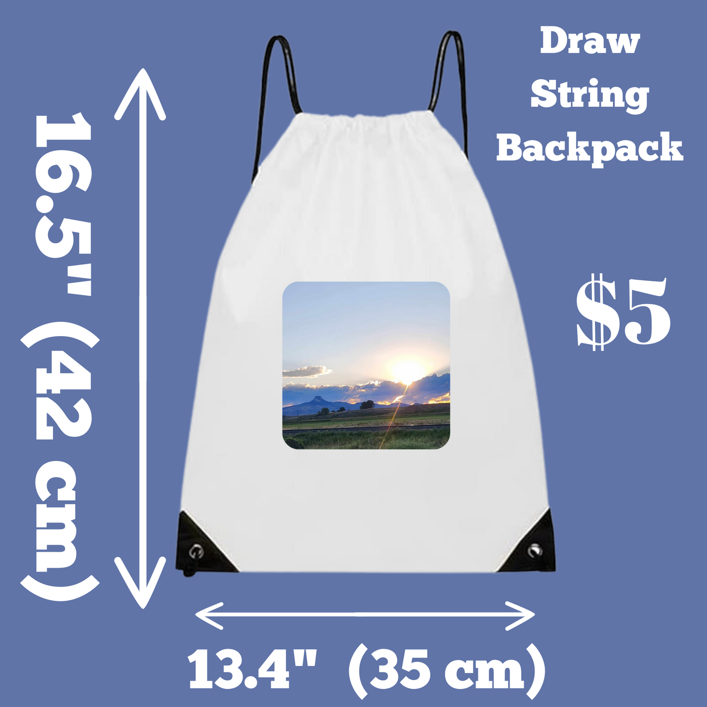 Heart Mountain Sunset Draw String backpack