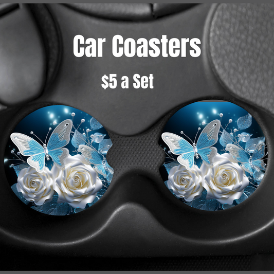 Butterflies and roses Car Coasters
