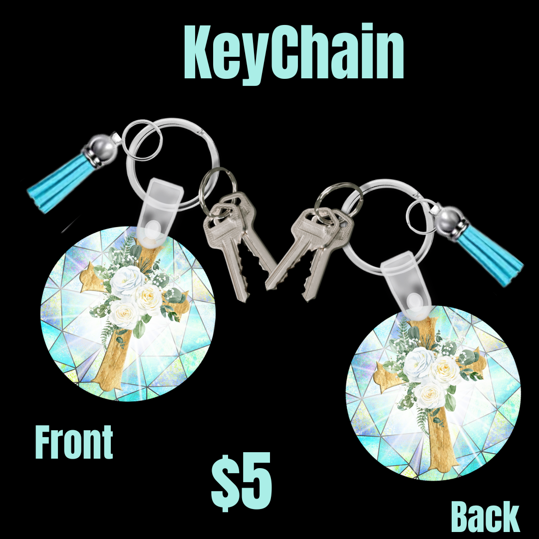 Stained glass with a beautiful cross keychain