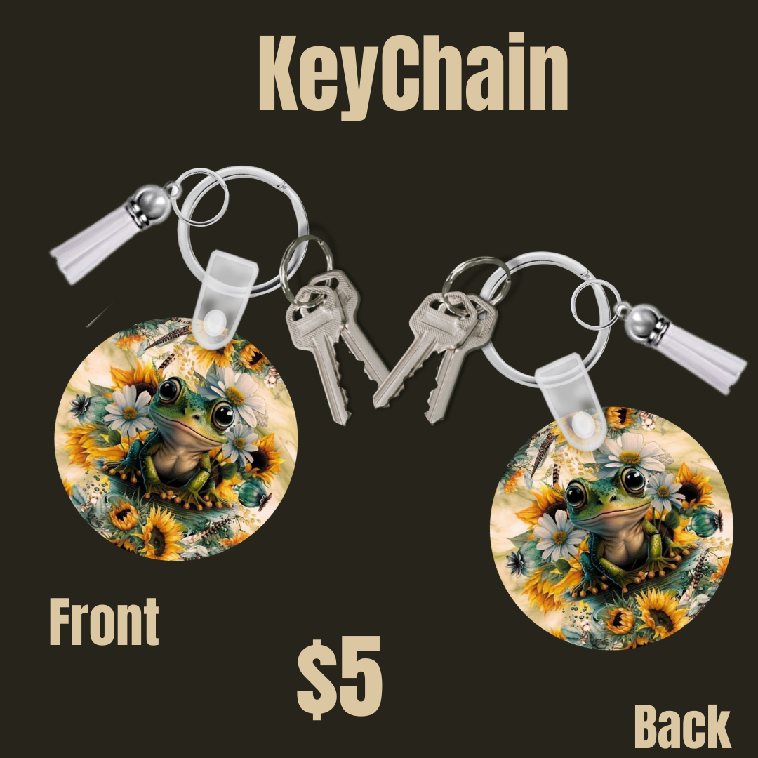 Sunflowers and Froggy Keychain