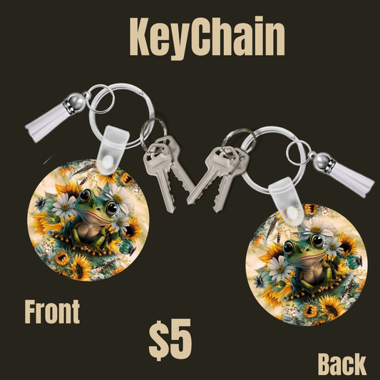 Sunflowers and Froggy Keychain