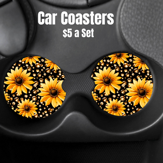 Sunflower Splash Car Coasters