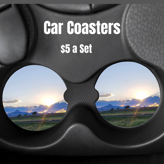 Heart Mountain Sunset Car Coasters