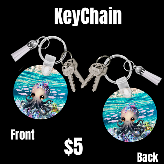 Cute Baby Otopus Round Keychain