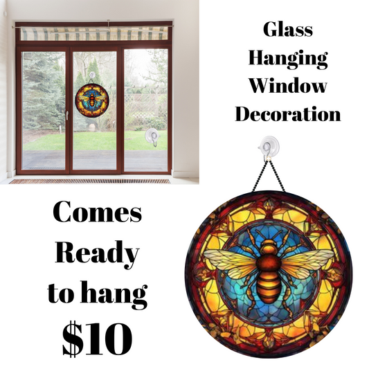 Bee and Blossoms Stained Glass Decorative Suncatcher