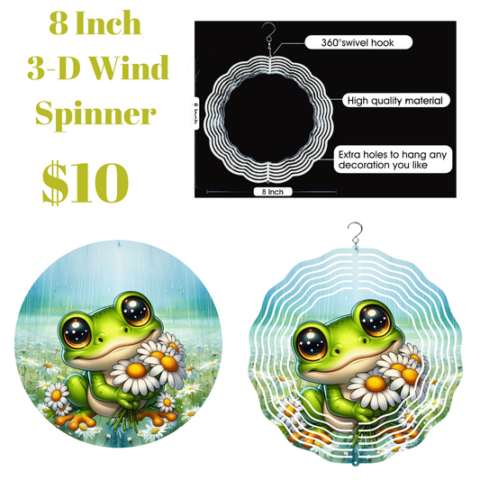 Daisy Dance Frog Wind Spinner