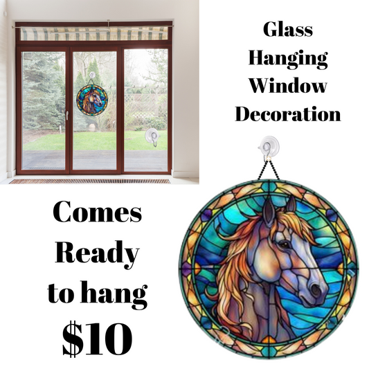 Equestrian Grace Stained Glass Window Display