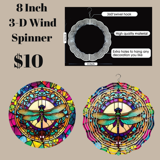 Iridescent Dragonfly Mosaic 3D Wind Spinner