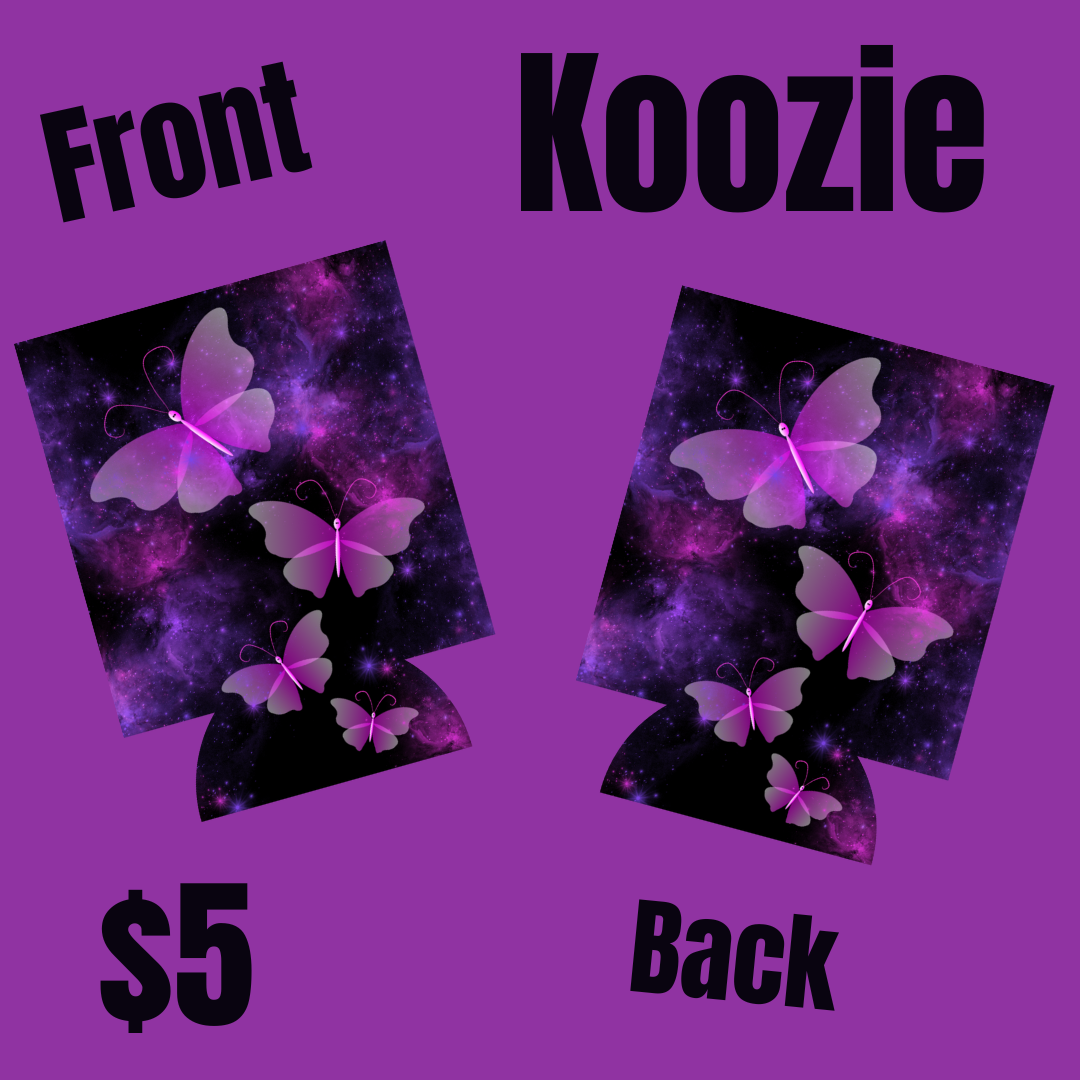 Purple Butterflies Koozie