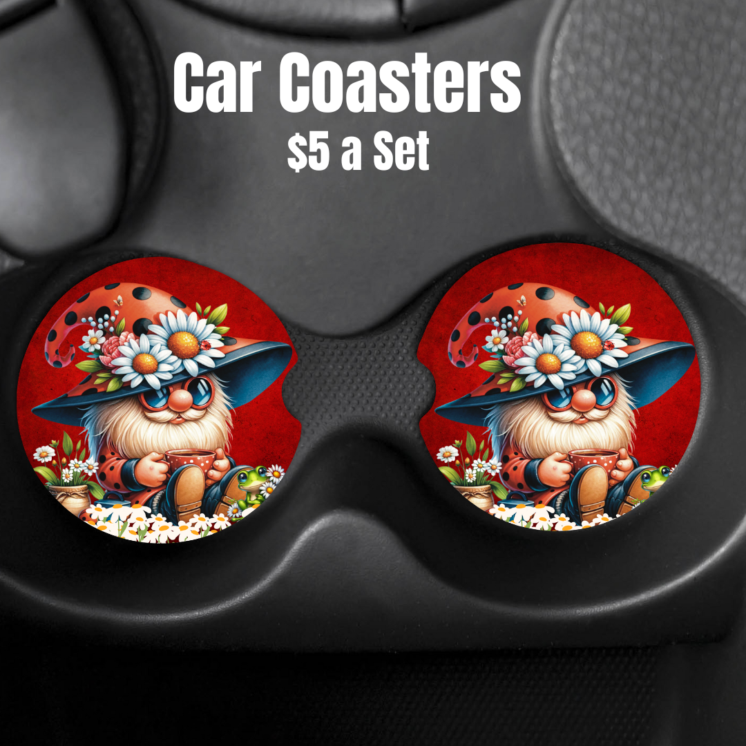 Enchanted Gnome Absorbent Car Coasters