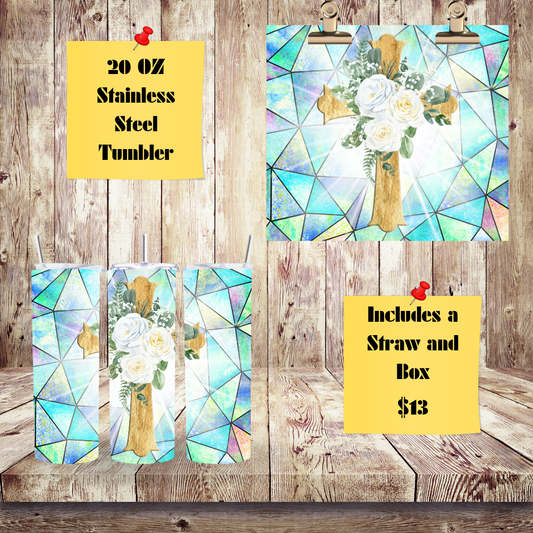 Stained glass with a beautiful cross Tumbler