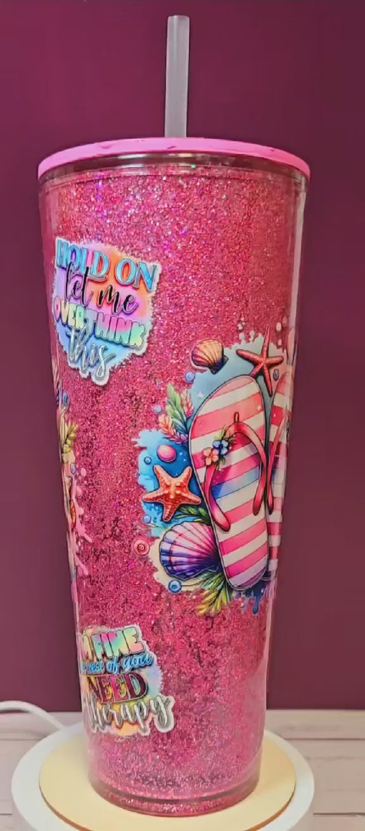 Pink Whimsy Glitter Tumbler