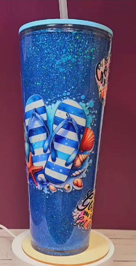 Sassy Seas Blue Glitter Tumbler