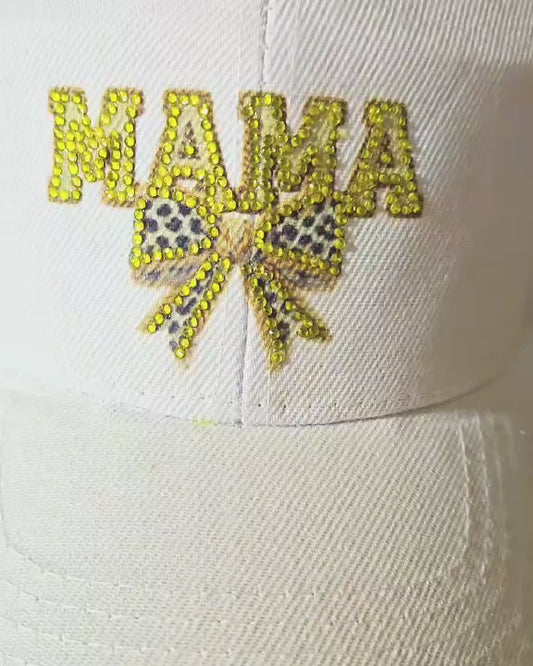 Sparkly Rhinestone ‘MAMA’ Baseball Cap – Glam Bow Design