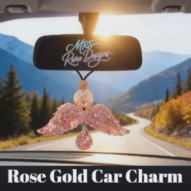 Blush Luxe Angel Wings Rearview Mirror Charm