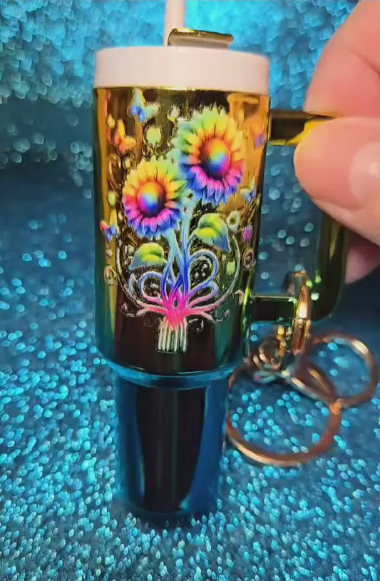Golden Bloom Mini Tumbler Keychain