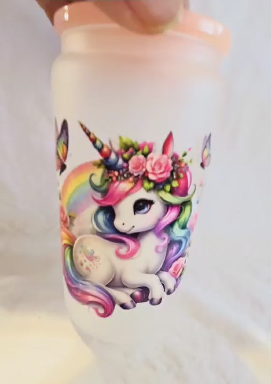 Rainbow Whisper Unicorn Frosted Tumblers